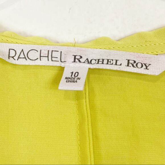 Rachel Roy | Chartreuse Ruffle Cocktail Dress - Picture 4 of 5